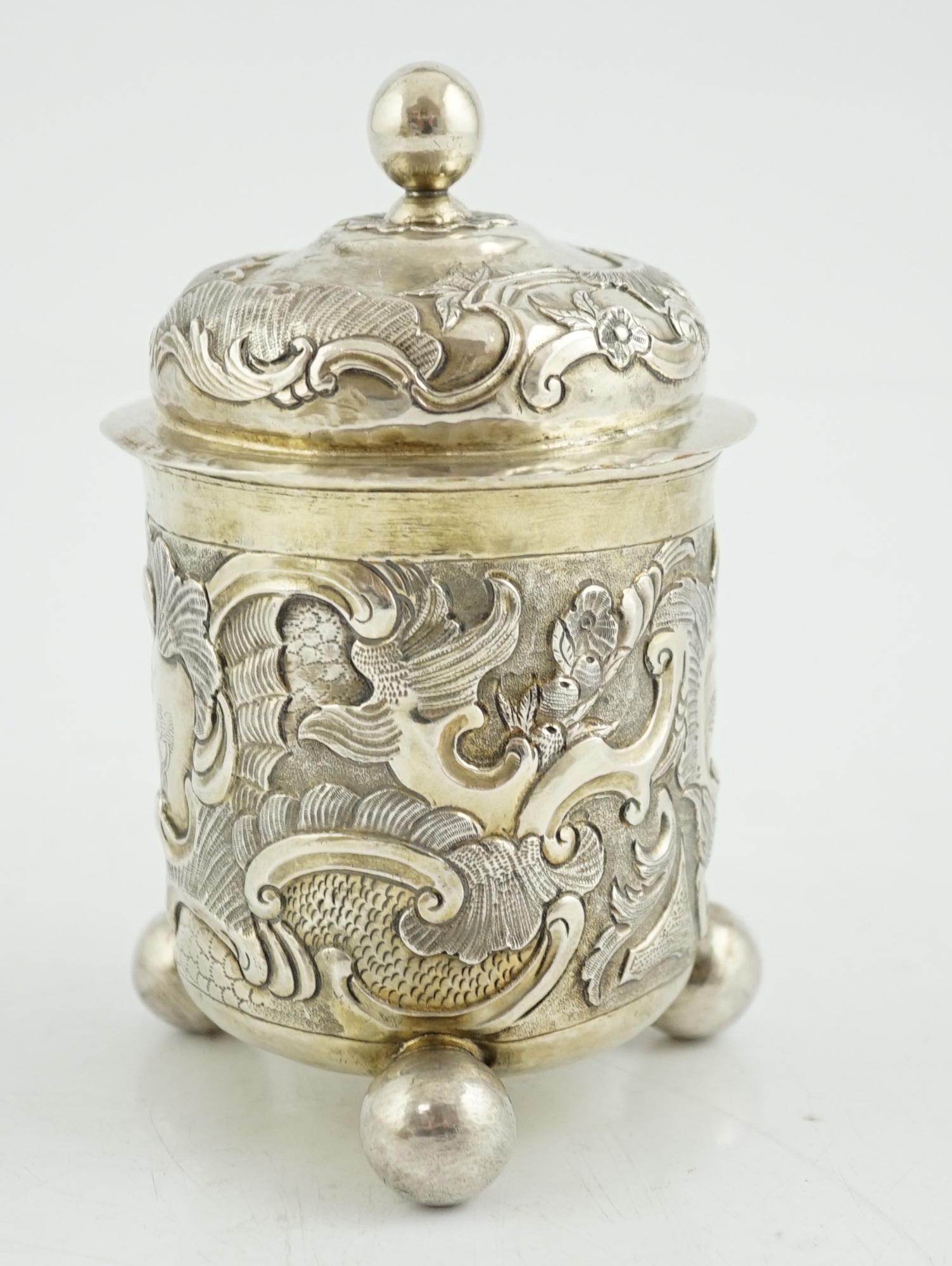 A Catherine The Great Russian parcel gilt silver cup and cover